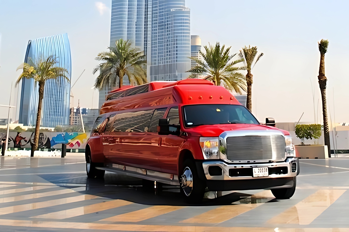 F550 Big RED Limousine Ride in Dubai