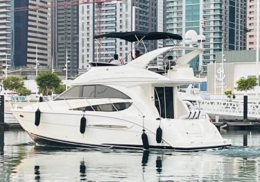 45 FT Meridian Yacht Rental Dubai cruising in Dubai Marina