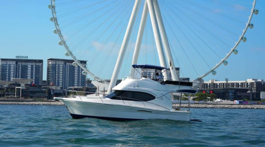 48 FT Riviera Yacht Rental Dubai cruising in Dubai Marina