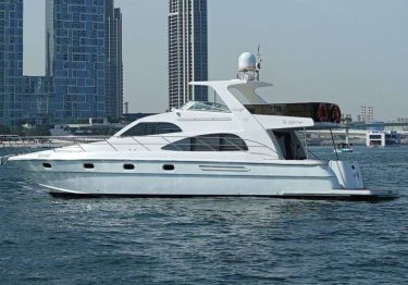 60 FT GulfCraft Yacht Rental Dubai cruising along Dubai Marina skyline