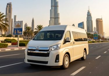 12 Seater Toyota Minibus Hiace Van exterior view for group travel