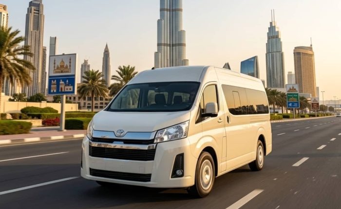 12 Seater Toyota Minibus Hiace Van exterior view for group travel