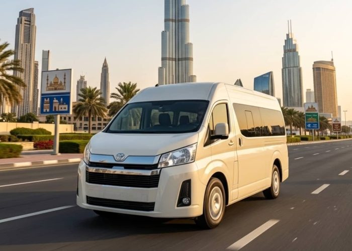 12 Seater Toyota Minibus Hiace Van exterior view for group travel