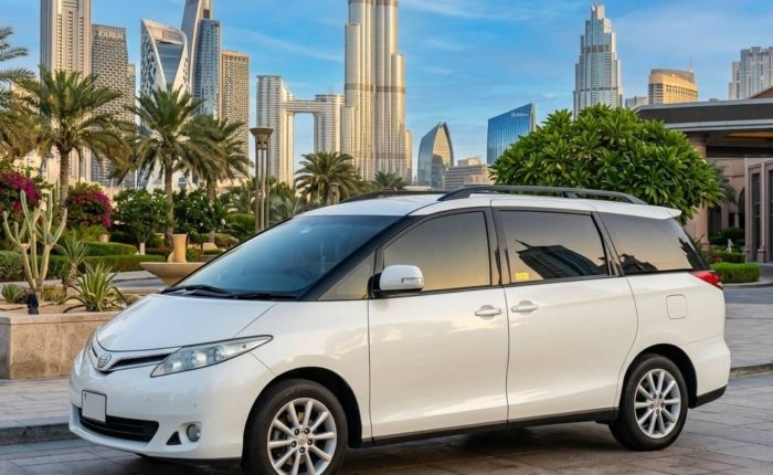 7 Seater Toyota Previa Rental Dubai exterior front view