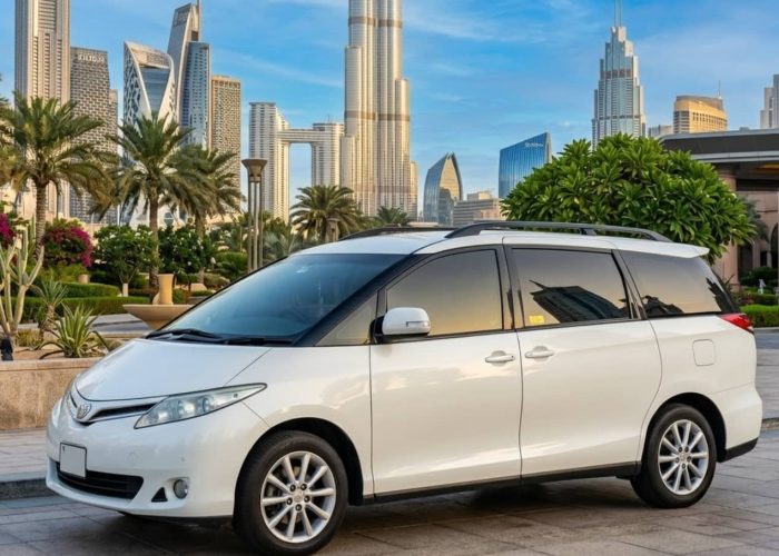 7 Seater Toyota Previa Rental Dubai exterior front view