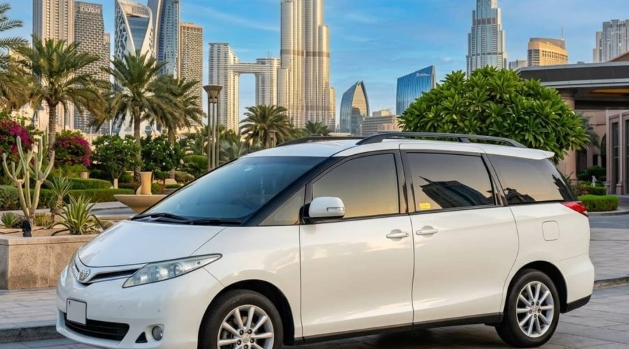 7 Seater Toyota Previa Rental Dubai exterior front view