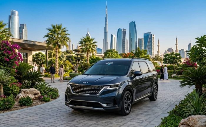 Kia Carnival Rental Dubai luxury MPV exterior front view