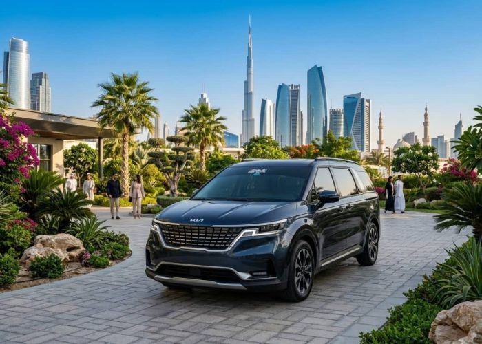Kia Carnival Rental Dubai luxury MPV exterior front view