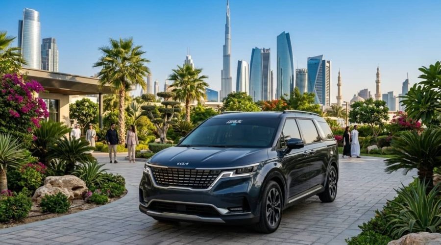 Kia Carnival Rental Dubai luxury MPV exterior front view