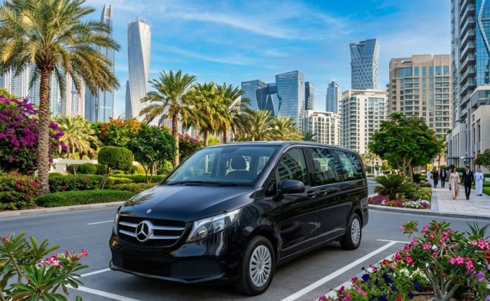 Mercedes V Class Rental Dubai luxury van exterior front view