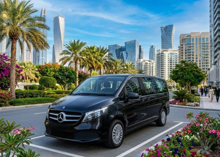 Mercedes V Class Rental Dubai luxury van exterior front view