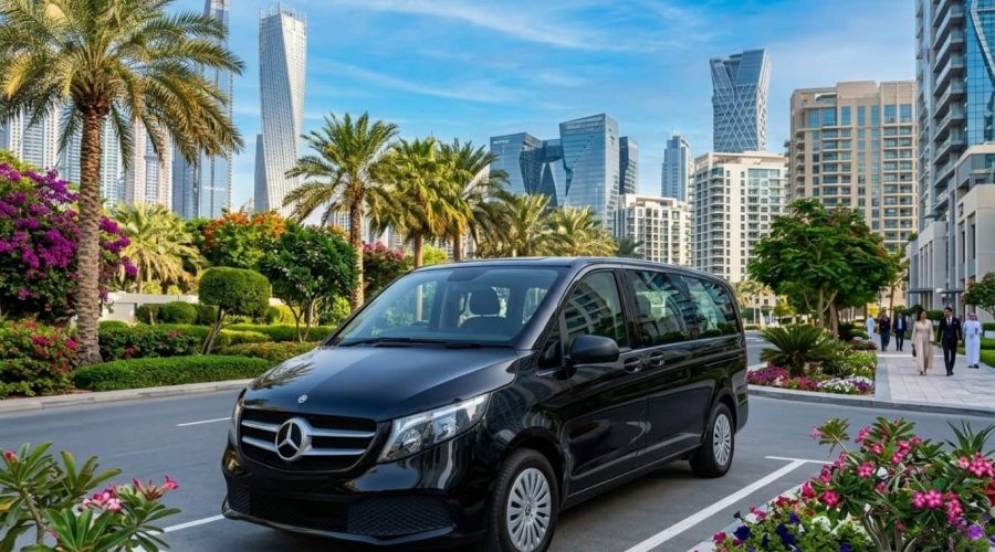 Mercedes V Class Rental Dubai luxury van exterior front view