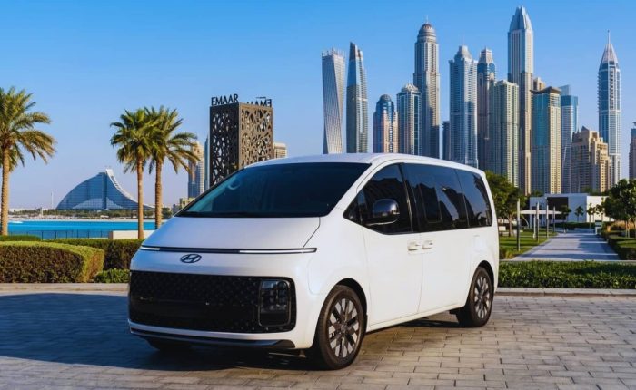 Rent Hyundai Staria in Dubai luxury MPV exterior view
