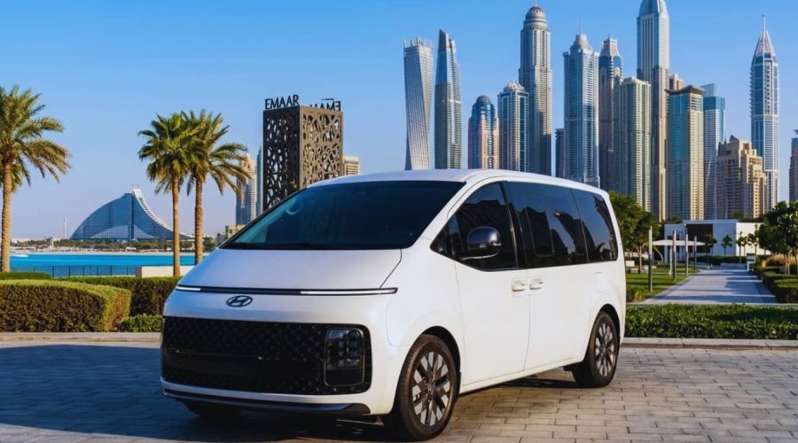 Rent Hyundai Staria in Dubai luxury MPV exterior view