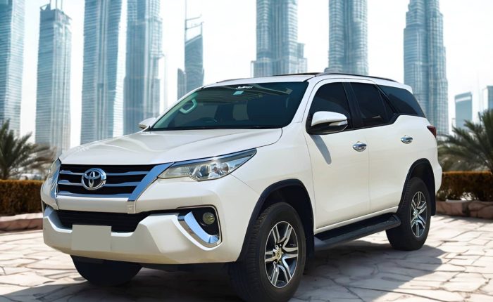 Rent Toyota Fortuner in Dubai luxury SUV exterior view