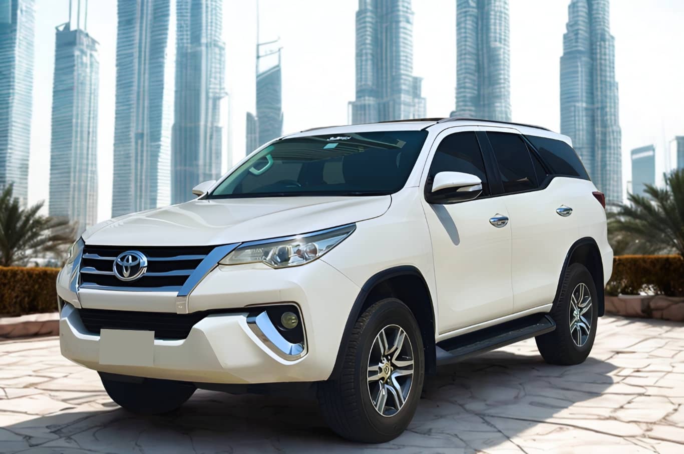Rent Toyota Fortuner in Dubai luxury SUV exterior view