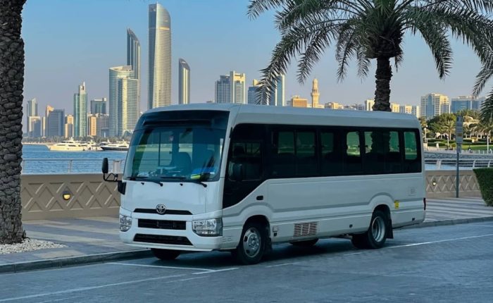 Toyota Coaster 20 Seater Bus Dubai modern coach side profile