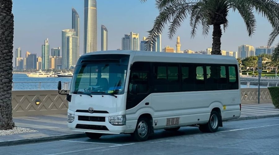Toyota Coaster 20 Seater Bus Dubai modern coach side profile