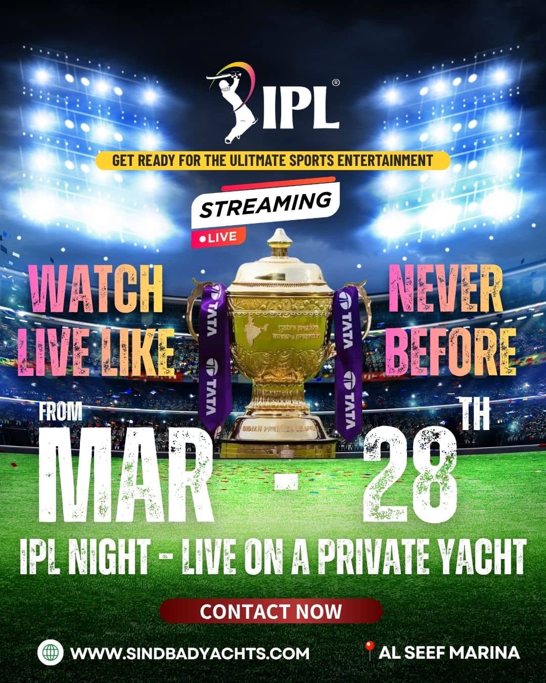 Watch Indian Premier League LIVE on a Yacht in Dubai This Season