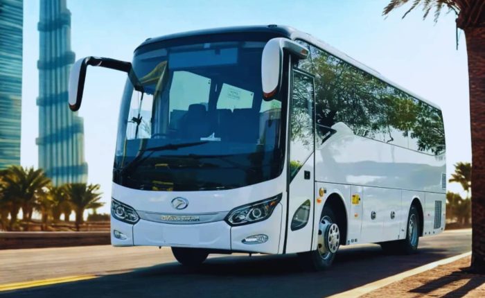 Yutong 35 Seater Luxury Bus Rental Dubai exterior view for group travel