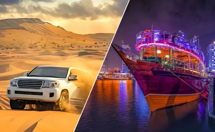 Desert Safari Dubai With Dhow Cruise Marina dune bashing adventure