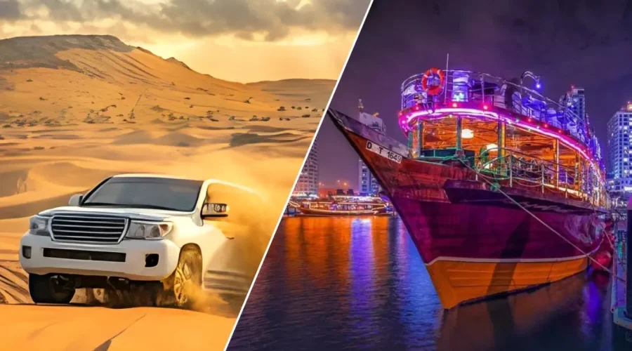 Desert Safari Dubai With Dhow Cruise Marina dune bashing adventure
