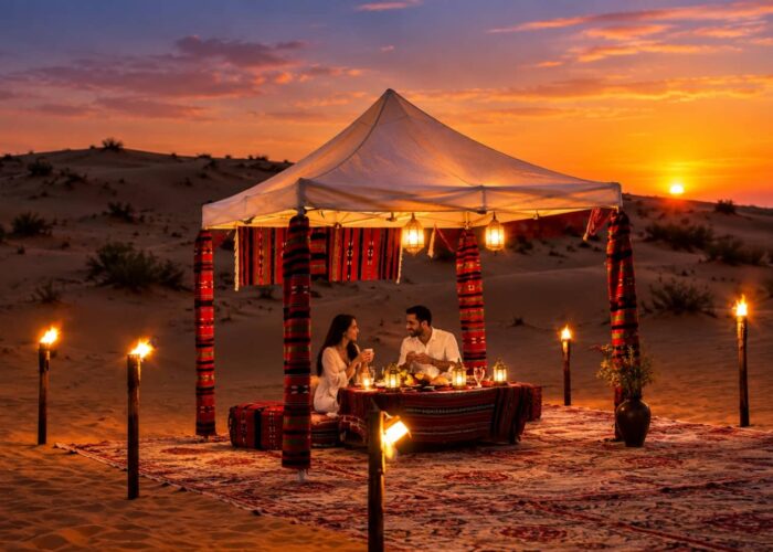 Bespoke Desert Dinner Dubai with an elegant private dining setup