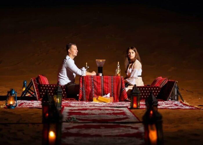 Private Desert Dinner Dubai with Elegant Dining Setup