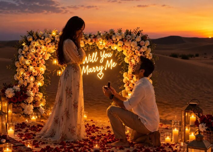 Proposal Desert Dinner Dubai for a surprise marriage proposal